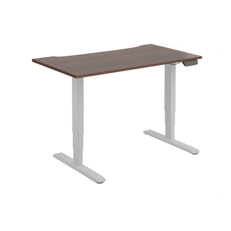 Electric Sit-Stand Desk with Dual Motors - 1400 - Silver Frame - Walnut