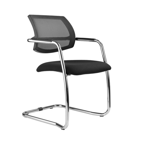 Venus - Meeting Room Cantilever Chair with Mesh Back - Black