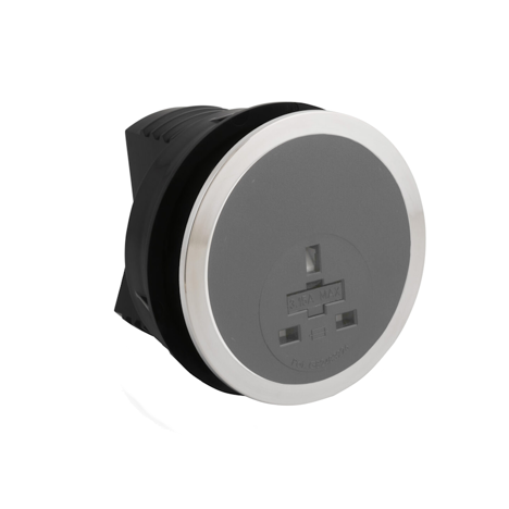Port EI in Desk Power Module - Grey - Socket UK