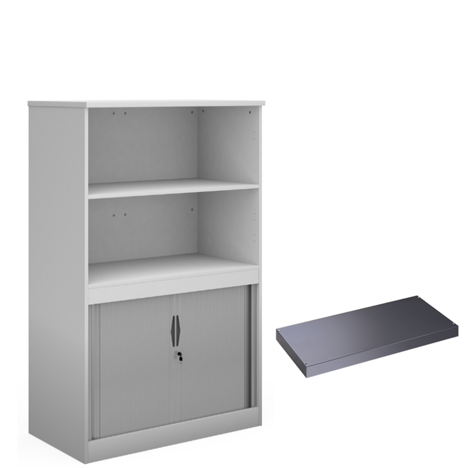 Combination Display Tambour - 1600mm - With Tambour Shelf - White