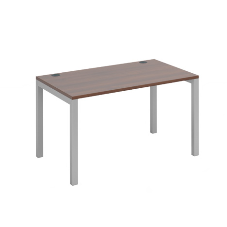 Connex Single Desk - 1200mm - Silver Frame - Walnut Top