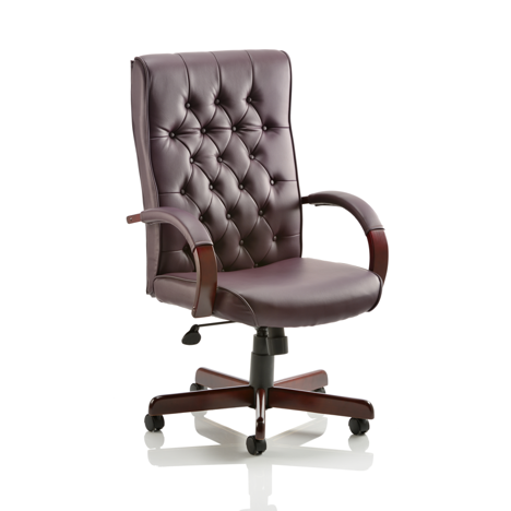 Chesterfield Leather Executive Chair - Burgundy Leather