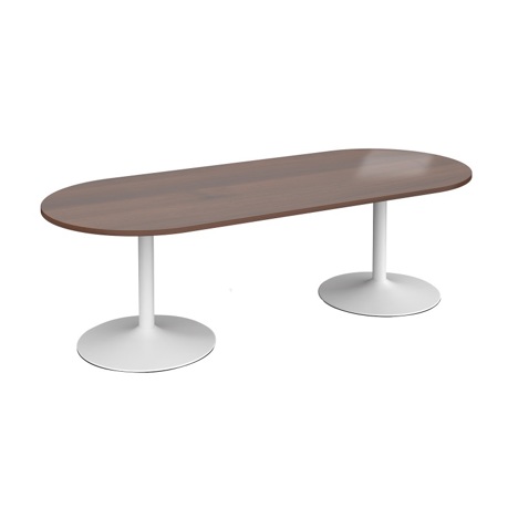 Trumpet Base Radial End Boardroom Table - White - Walnut