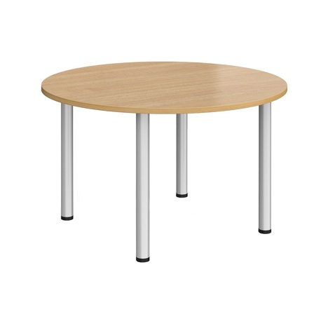 Circular Radial Leg Meeting Table - 1200 - Silver - Oak