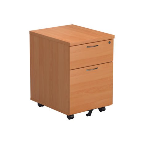 2 and 3 Drawer Under Desk Mobile Pedestal - 2 Drawer - Beech