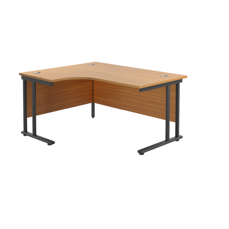 Twin Upright Radial Desk - Left Hand - 1800 - Black Frame - Nova Oak