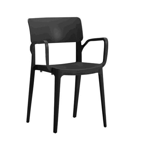 Vivo Plastic Chair - With Arms - Dark Grey