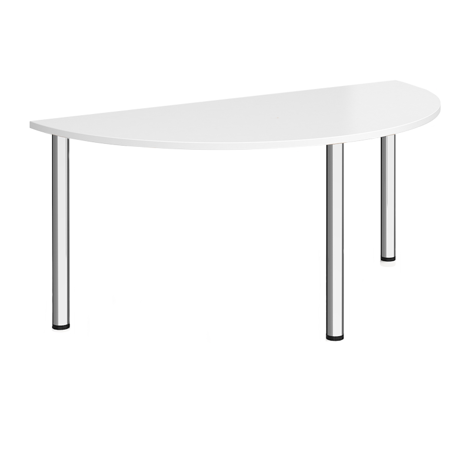 Semi Circular Radial Leg Meeting Table 1600 - Chrome - White