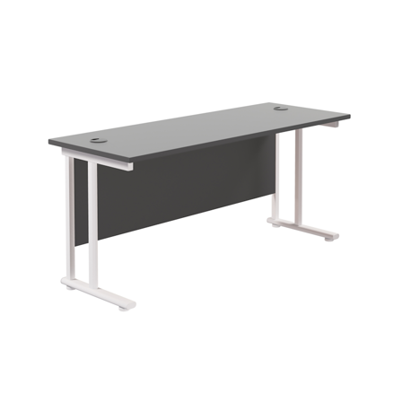 Rectangular Workstation 600mm Deep - W1600 - White Frame - Black