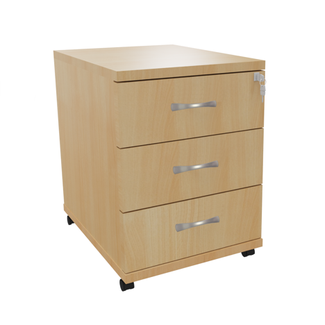 Platinum Range - Mobile Pedestals - 3 Drawer - Oak