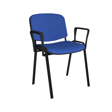 Stacking Side Chair - Black Frame - Fixed Arms - Blue