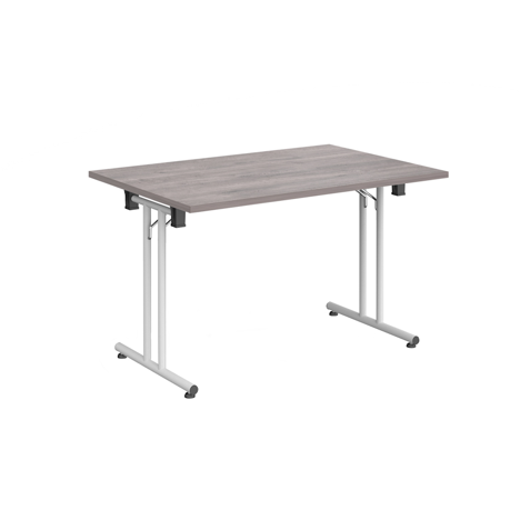 Rectangular Folding Leg Table - 1200 - White - Grey Oak