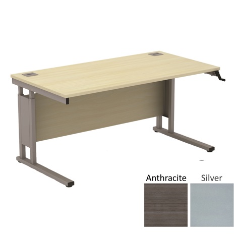 Sirius Height Adjustable Cantilever Desking 1600 - 800 - Silver - Anthracite