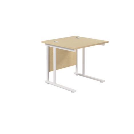 Rectangular Workstation 800mm Deep - W800 - White Frame - Maple