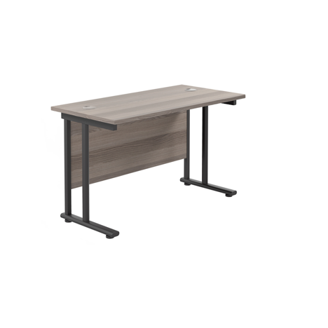 Rectangular Workstation 600mm Deep - W1200 - Black Frame - Grey Oak