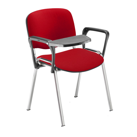 Club Chair with Chrome Frame - Claret with Universal Plastic Tablet in Black