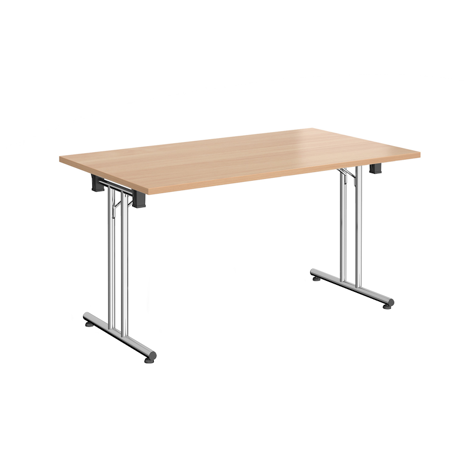 Rectangular Folding Leg Table - 1400 - Chrome - Beech