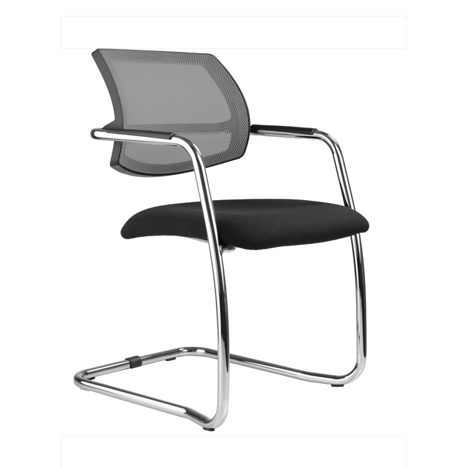 Venus - Meeting Room Cantilever Chair with Mesh Back - Grey