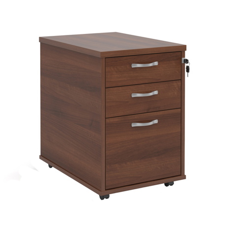 Tall Mobile Three Drawer Pedestal - 426mm - Walnut