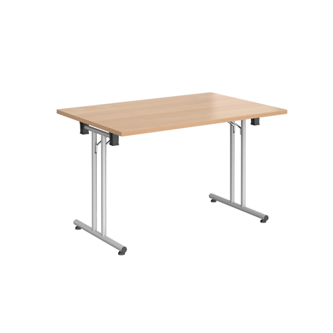 Rectangular Folding Leg Table - 1200 - Silver - Beech