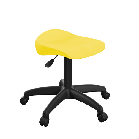 Titan Swivel Junior Stool with Plastic Base and Castors - Yellow