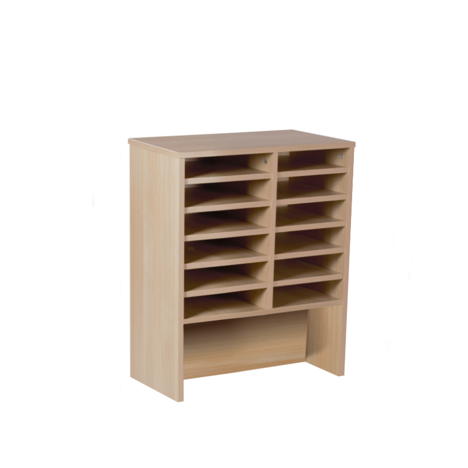 Post Sorter - Pigeon Hole Base Sorter Units - 2 Bay -12 Compartment - Oak