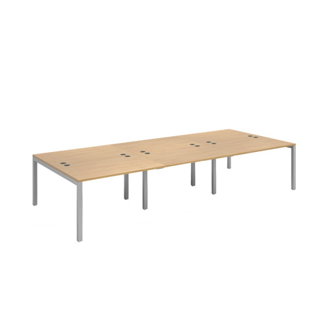 Connex Triple Back to Back Desks - 3600 - Silver Frame - Oak