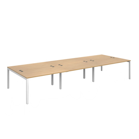 Connex Triple Back to Back Desks - 4200 - White Frame - Oak
