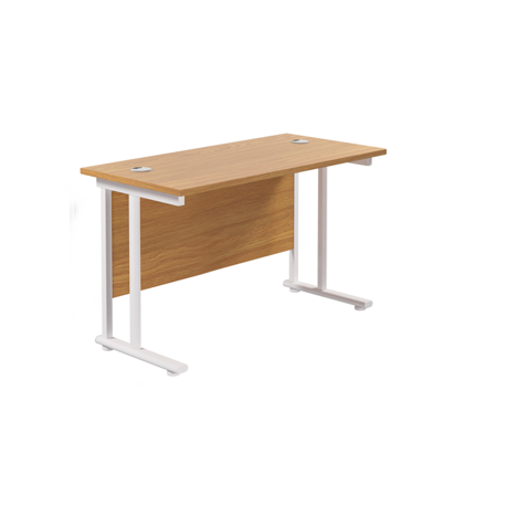 Rectangular Workstation 600mm Deep - W1200 - White Frame - Nova Oak