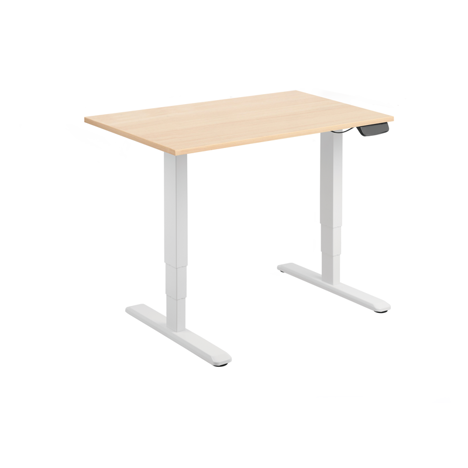 Electric Sit-Stand Desk with Dual Motors - 1200 - White Frame - Maple