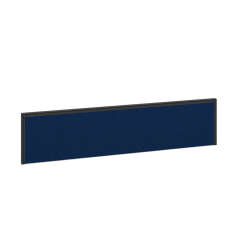 Straight Fabric Desktop Screen with Black Aluminium Frame - 1600mm - Blue
