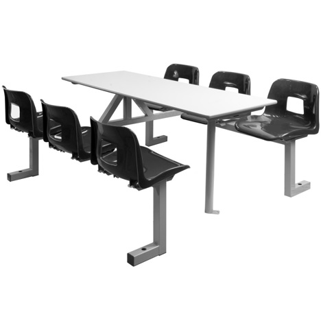 Fastfood Seating - Six Seats - Double Entry - Black Seats