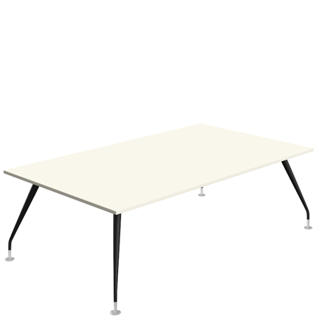 Massa Boardroom Table - 2400 - Black Legs - White
