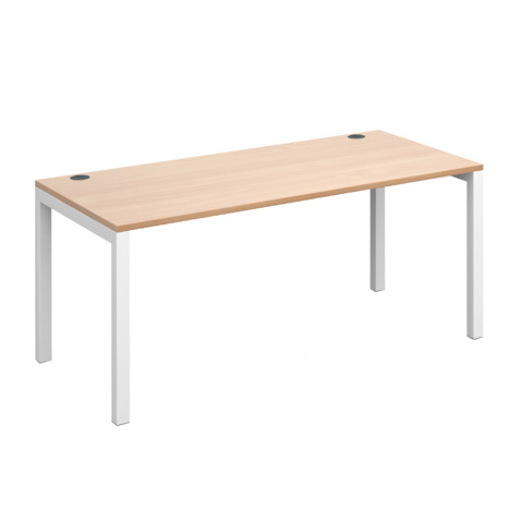 Connex Single Desk - 1600mm - White Frame - Beech Top