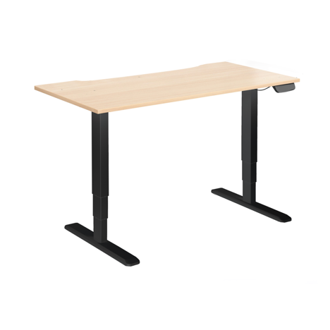 Electric Sit-Stand Desk with Dual Motors - 1600 - Black Frame - Maple