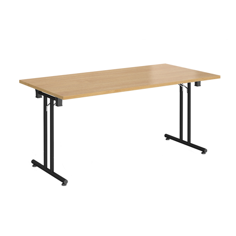 Rectangular Folding Leg Table - 1600 - Black - Oak