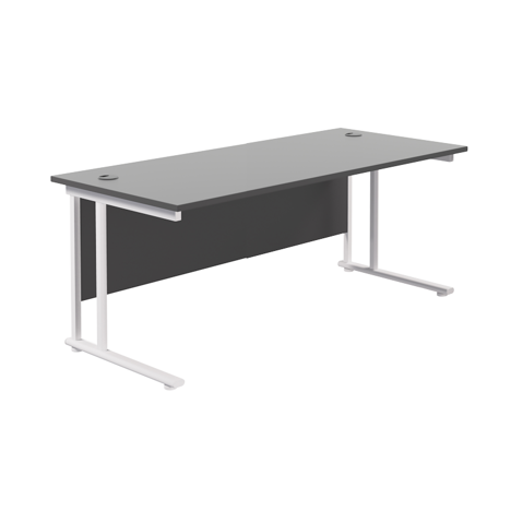 Rectangular Workstation 800mm Deep - W1800 - White Frame - Black