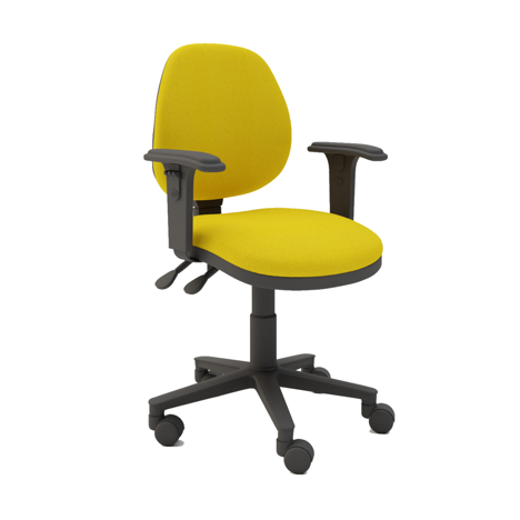 Medium Back Operator Chair - Black Base - Adjustable Arms