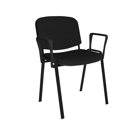 Stacking Side Chair - Black Frame - Fixed Arms - Black