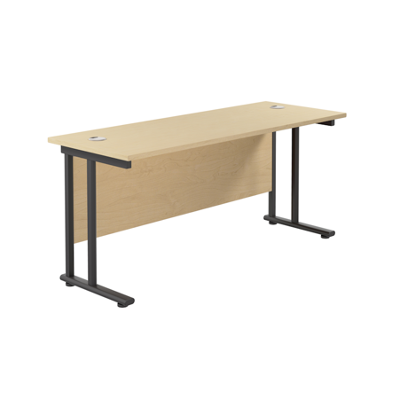 Rectangular Workstation 600mm Deep - W1600 - Black Frame - Maple