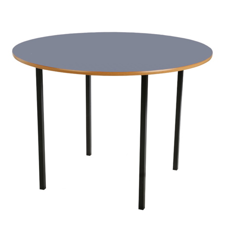 Round Classroom Table - Black Legs - Dark Grey