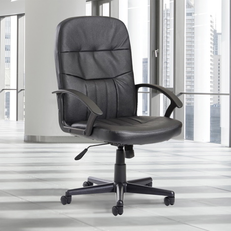 Cavalier High Back Managers Chair - Black Leather Faced