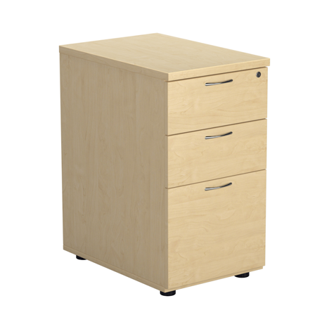 3 Drawer Desk High Pedestal - 600mm - Maple