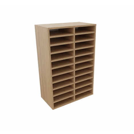 Pigeon Hole Unit - 2 Bay Wide - 22 Compartment - Beech