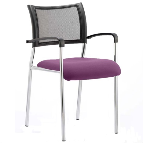 Brunswick Medium Back Chair - With Arms - Chrome legs - Tansy Purple