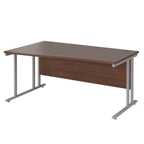 Wave Cantilever Workstation - 1600 - Left Hand - Silver - Walnut