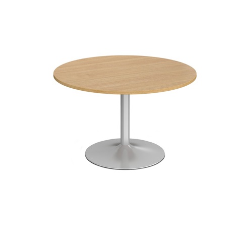 Trumpet Base Circular Boardroom Table - 1200 - Silver - Oak