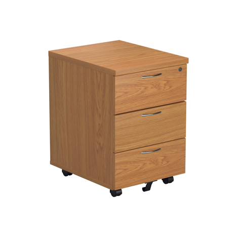 2 and 3 Drawer Under Desk Mobile Pedestal - 3 Drawer - Nova Oak