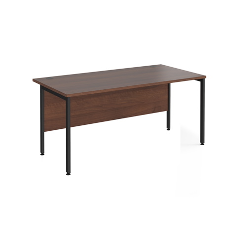 Straight Desk - H-Frame - 1600 - Black - Walnut