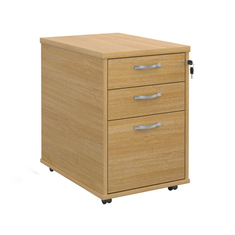 Tall Mobile Three Drawer Pedestal - 426mm - Oak